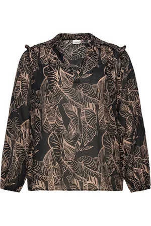 ONLY Carbetsey L/S Frill Top Aop Tops Blouses Long-sleeved Black