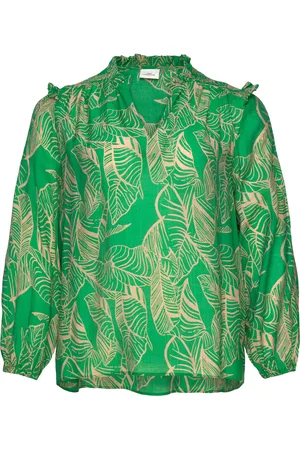 ONLY Carbetsey L/S Frill Top Aop Tops Blouses Long-sleeved Green