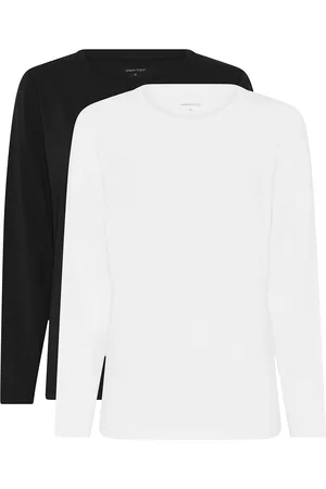URBAN QUEST 2-Pack Women Bamboo L/S T-Shirt Loose Fit Tops T-shirts & Tops Long-sleeved White