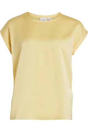 VILA Viellette S/S Satin Top - Noos Tops T-shirts & Tops Short-sleeved Yellow