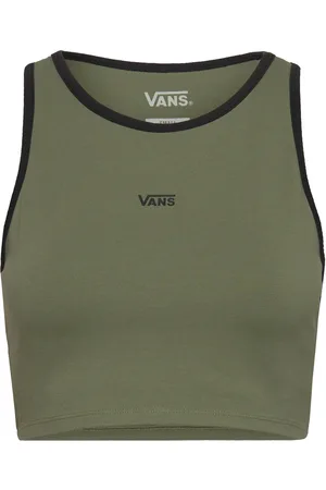 Vans Longline Raceback Bralette Sport Crop Tops Sleeveless Crop Tops Khaki Green