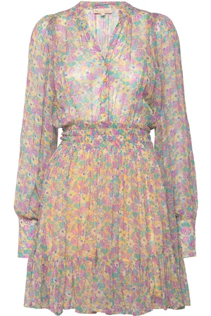 by Ti Mo Georgette Mini Dress Designers Short Dress Yellow