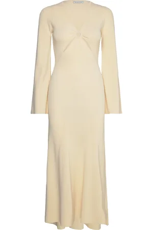 By Malina Nadia Ring Front Knitted Midi Dress Designers Knee-length & Midi Yellow