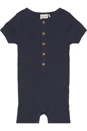 Minymo Suit Ss Rib Bodysuits Short-sleeved Navy