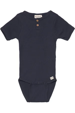 Minymo Body Ss Rib Bodies Short-sleeved Navy