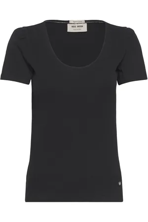 Mos Mosh Mmlani O-Ss Rib Tee Tops T-shirts & Tops Short-sleeved Black