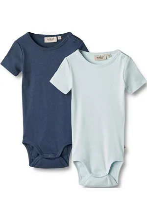 WHEAT 2 Rib Body S/S Timo Bodies Short-sleeved Blue