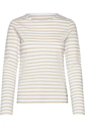 Tamaris Asolo Feminine Neckline Longsleeve Shirt Tops T-shirts & Tops Long-sleeved Beige