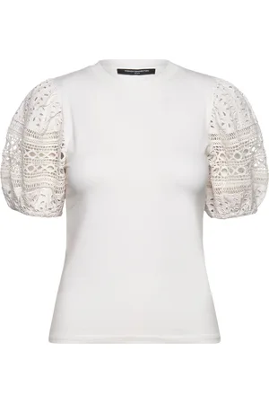 French Connection Rosana Anges Broiderie T Shirt Tops T-shirts & Tops Short-sleeved White