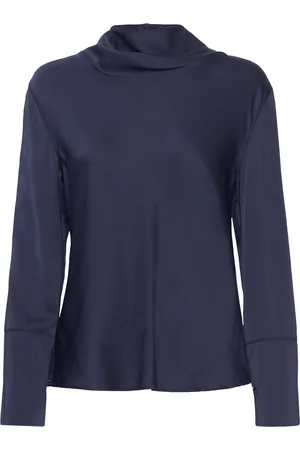 Ahlvar Gallery Ayumi Silk Blouse Tops Blouses Long-sleeved Navy
