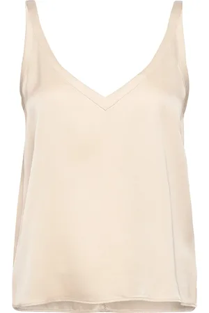 Ahlvar Gallery Shin Silk Tank Tops Blouses Sleeveless Cream