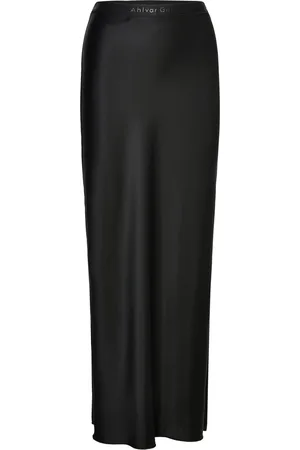 Ahlvar Gallery Hana Long Logo Satin Skirt Pitkä Hame Black