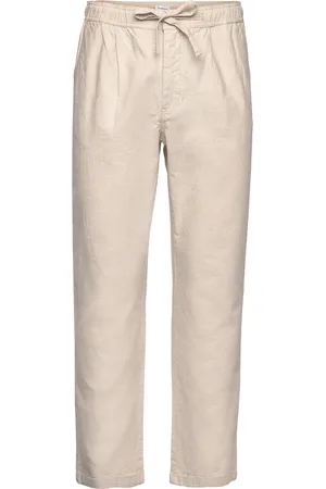 Knowledge Cotton Apparal Fig Loose Linen Look Pants - Gots/V Bottoms Trousers Casual Beige