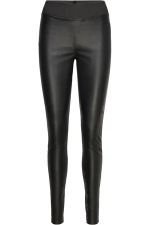 Lollys Laundry Lolly Bottoms Trousers Leather Leggings-Housut Black