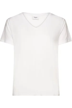 Saint Tropez Adeliasz V-N T-Shirt Tops T-shirts & Tops Short-sleeved White