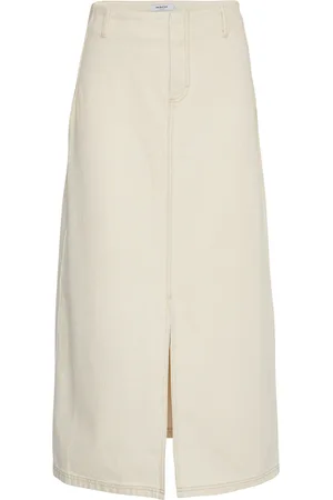 MSCH Mschphelina Ida Hw Denim Skirt Pitkä Hame Cream