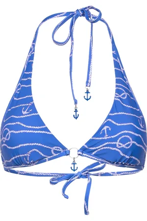 Seafolly Set Sail Long Line Halter Bra Swimwear Bikinis Bikini Tops Triangle Bikinitops Blue