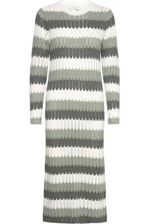 Object Objwasi L/S O-Neck Knit Dress 131 Polvipituinen Mekko Green