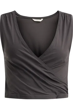 Rethinkit Wrap Top Athene Tops Crop Tops Sleeveless Crop Tops Black