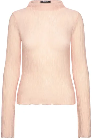 Gina Tricot Plisse Flare Sleeve Top Tops Shirts Long-sleeved Pink