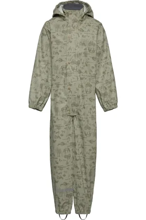 Mikk-Line Pu Rain Suit Aop Recycled Outerwear Rainwear Rainwear Sets Green