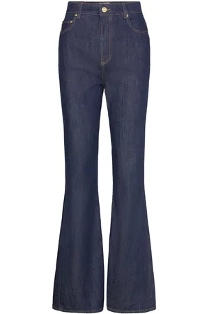 Ganni Rinse Stitch Denim Designers Jeans Flares Blue