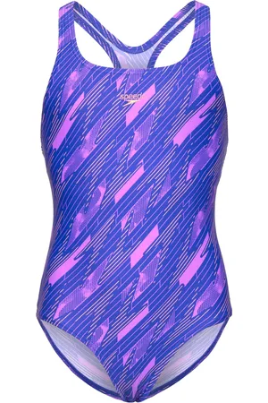 Speedo Girls Hyperboom Allover Medalist Sport Swimsuits Blue