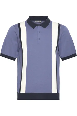 J Lindeberg Reymond Stripe Polo Designers Knitwear Short Sleeve Knitted Polos Blue