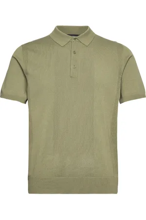 J Lindeberg Reymond Solid Polo Designers Knitwear Short Sleeve Knitted Polos Khaki Green