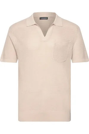 J Lindeberg Ben Open Collar Polo Designers Knitwear Short Sleeve Knitted Polos Cream