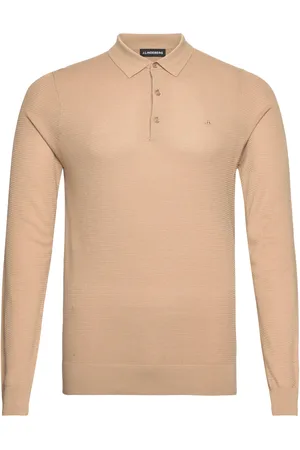 J Lindeberg Rowan Structure Ls Polo Designers Knitwear Long Sleeve Knitted Polos Beige