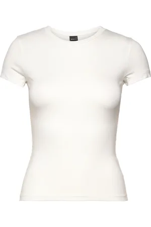 Gina Tricot Soft Touch Short Sleeve Top Tops T-shirts & Tops Short-sleeved White