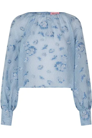 Custommade Berete Tops Blouses Long-sleeved Blue