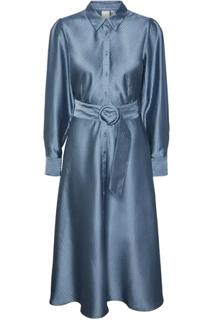 Y.A.S Empi Ls Long Shirt Dress Polvipituinen Mekko Blue