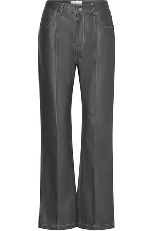 Hosbjerg Nana Leather Pants Bottoms Trousers Leather Leggings-Housut Grey