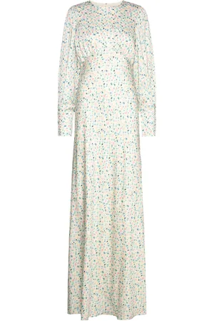 By Malina Alize Long Sleeved Satin Maxi Dress Designers Maxi Dress Pink
