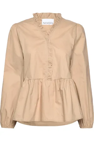 Noella Matti Blouse Poplin Tops Blouses Long-sleeved Beige