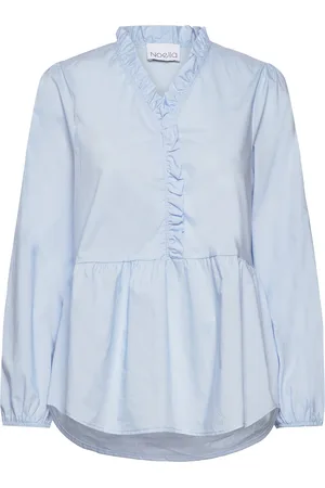 Noella Matti Blouse Poplin Tops Blouses Long-sleeved Blue