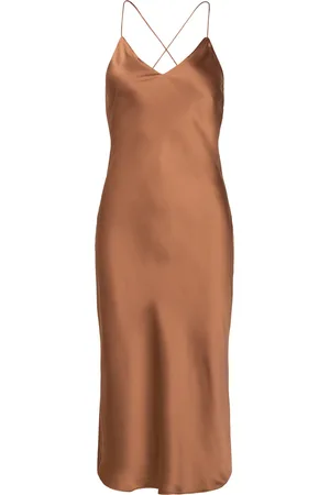 Ralph Lauren Charmeuse Slip Dress Designers Knee-length & Midi Brown
