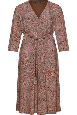 Ralph Lauren Paisley Surplice Stretch Jersey Dress Polvipituinen Mekko Brown