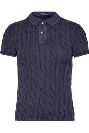 Ralph Lauren Cable-Knit Polo Shirt Tops Knitwear Jumpers Navy