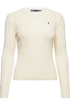 Ralph Lauren Cable-Knit Cotton Crewneck Sweater Tops Knitwear Jumpers Cream