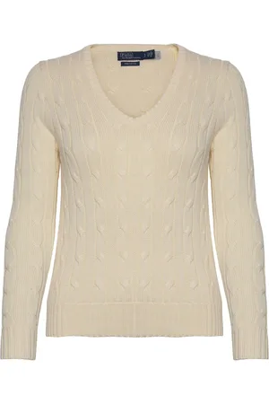 Ralph Lauren Cable-Knit Cotton V-Neck Sweater Tops Knitwear Jumpers Cream