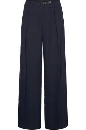 Ralph Lauren Double-Faced Georgette Wide-Leg Pant Bottoms Trousers Wide Leg Navy