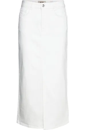 Mos Mosh Mmmella White Denim Skirt Polvipituinen Hame White