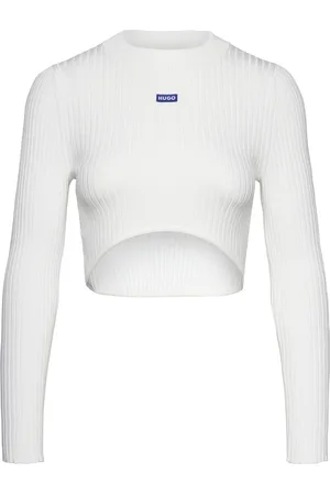 Hugo Blue Succorie_B Tops Crop Tops Long-sleeved Crop Tops White
