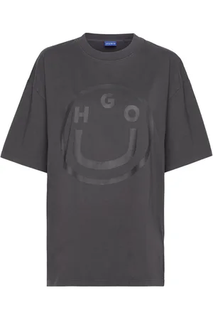 Hugo Blue Over D Tee_B Tops T-shirts & Tops Short-sleeved Black