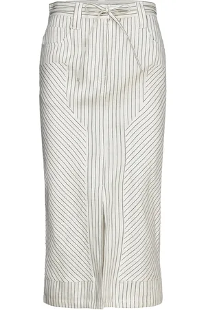 DAY Birger et Mikkelsen Freda - Cozy Linen Stripe Polvipituinen Hame Cream