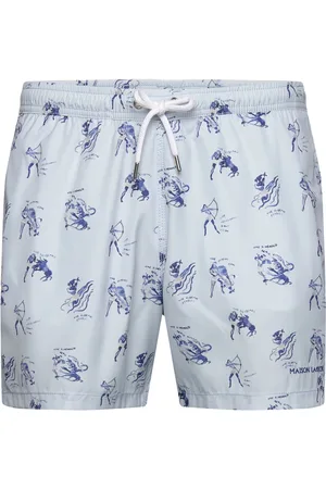 Maison Labiche Maillot Print Heracles Designers Shorts Blue