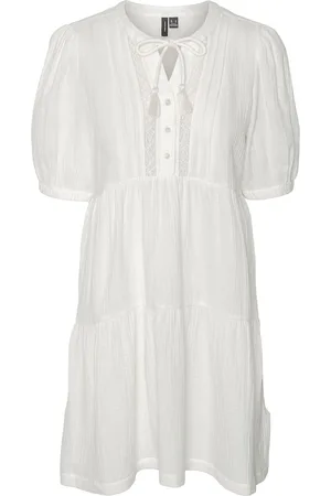 VERO MODA Vmnatali 2/4 Lace Short Dress Wvn Ga Spe Lyhyt Mekko White